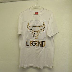Men's #23 Bulls Legend Extended Length T-Shirt Hip-Hop White Size XL.